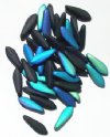 50 5x16mm Opaque Matte Black AB Dagger Beads